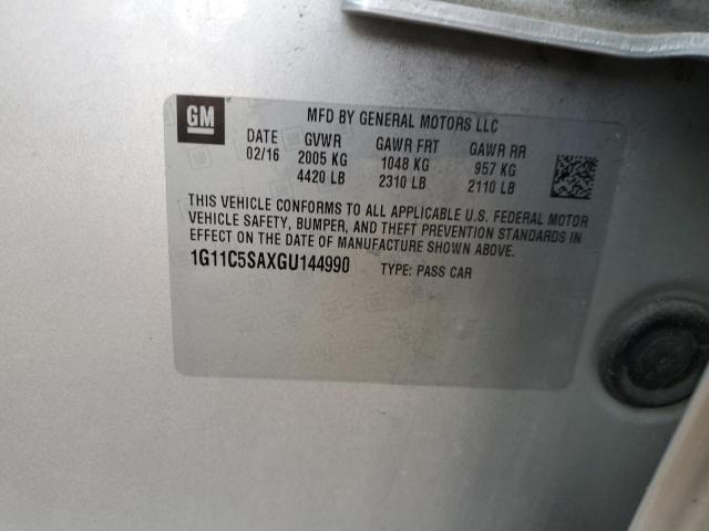 1G11C5SAXGU144990 - 2016 CHEVROLET MALIBU LIM LT 银色 照片 12