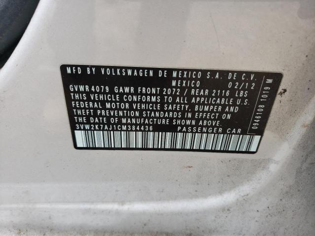 3VW2K7AJ1CM384436 - 2012 VOLKSWAGEN JETTA BASE Argent photo 12
