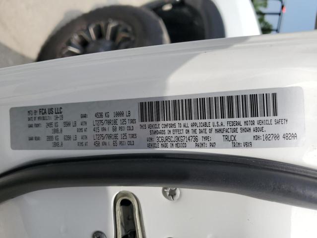 3C6UR5CJ3KG714736 - 2019 RAM 2500 TRADESMAN Beyaz fotoğraf 12