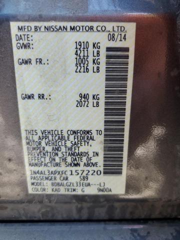 1N4AL3APXFC157220 - 2015 NISSAN ALTIMA 2.5 GRAY photo 12