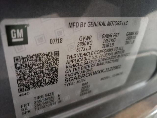 5GAERCKWXKJ122961 - 2019 BUICK ENCLAVE PREMIUM GRAY photo 13