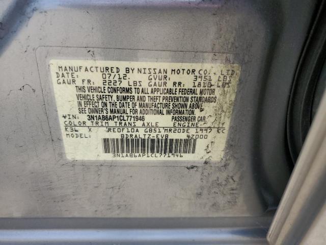 3N1AB6AP1CL771946 - 2012 NISSAN SENTRA 2.0 SILVER photo 12