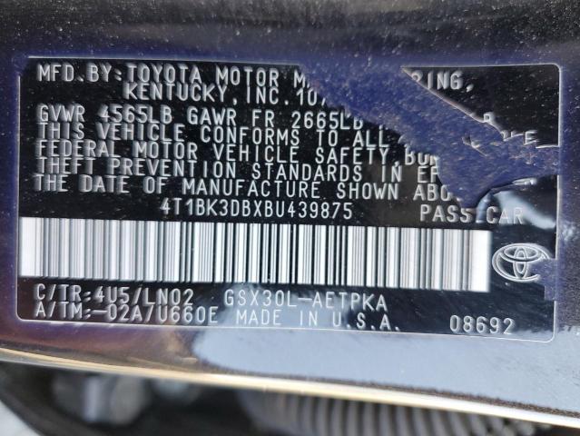 4T1BK3DBXBU439875 - 2011 TOYOTA AVALON BASE 黑色 照片 12