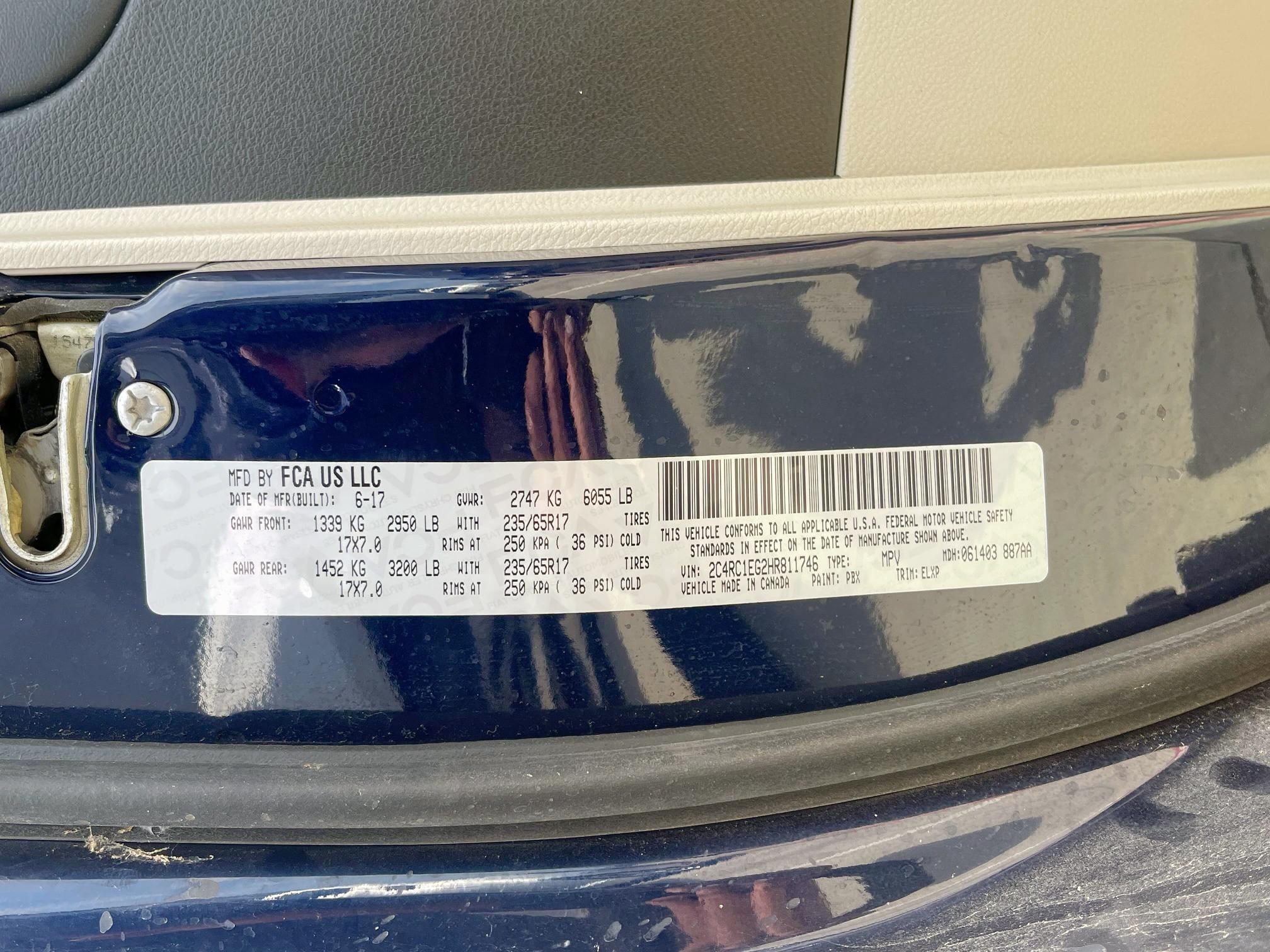 2C4RC1EG2HR811746 - 2017 CHRYSLER PACIFICA TOURING L PLUS BLUE photo 10