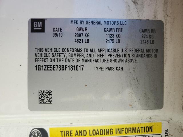 1G1ZE5E73BF181017 - 2011 CHEVROLET MALIBU LTZ WHITE photo 12