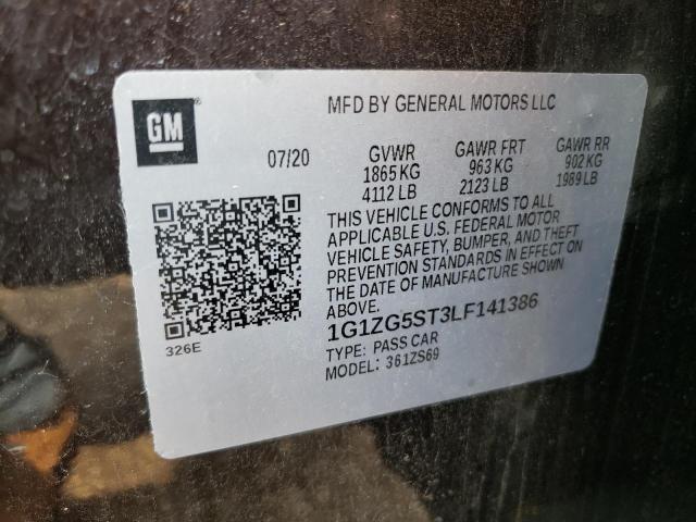 1G1ZG5ST3LF141386 - 2020 CHEVROLET MALIBU RS 勃艮第红 照片 12