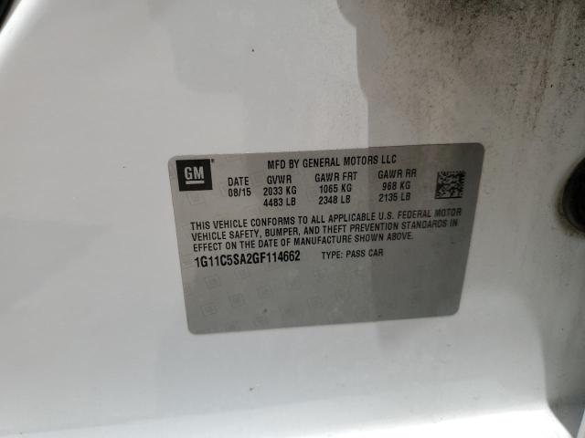 1G11C5SA2GF114662 - 2016 CHEVROLET MALIBU LIM LT 白色 照片 12