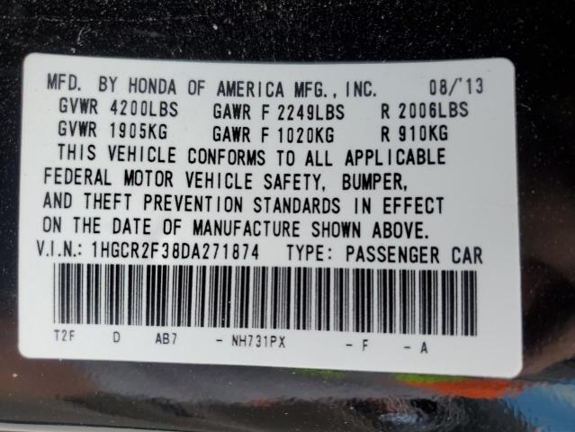 1HGCR2F38DA271874 - 2013 HONDA ACCORD LX BLACK photo 12