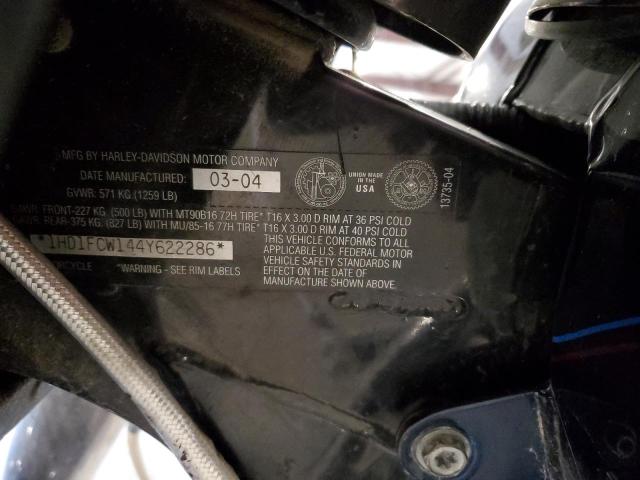 1HD1FCW144Y622286 - 2004 HARLEY-DAVIDSON FLHTCUI BLUE photo 10