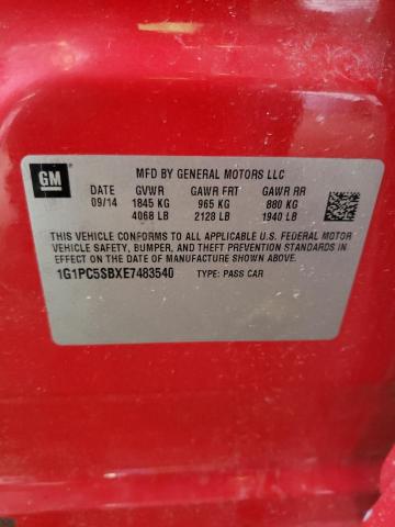 1G1PC5SBXE7483540 - 2014 CHEVROLET CRUZE LT RED photo 12