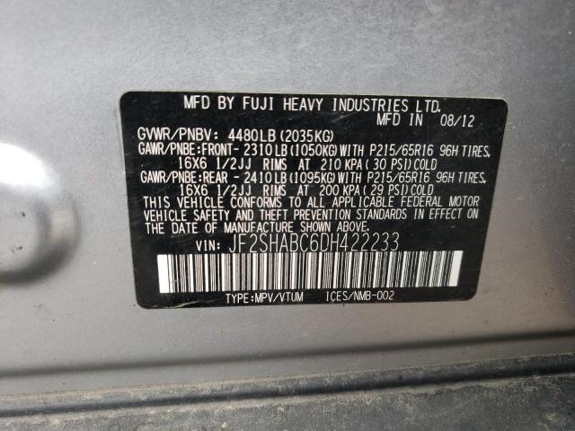 JF2SHABC6DH422233 - 2013 SUBARU FORESTER 2.5X SILVER photo 13