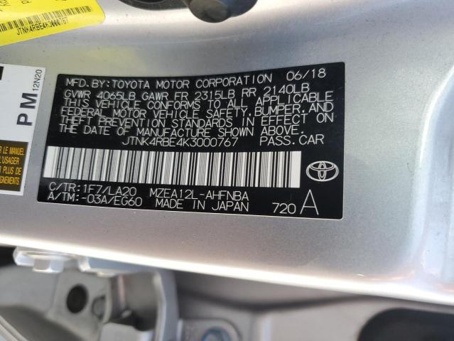 JTNK4RBE4K3000767 - 2019 TOYOTA COROLLA SE Күміс фото 13