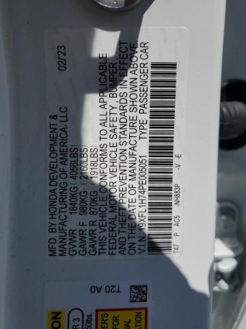 19XFL1H74PE005051 - 2023 HONDA CIVIC EXL თეთრი ფოტო 12