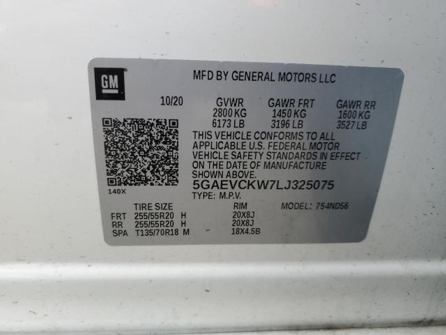 5GAEVCKW7LJ325075 - 2020 BUICK ENCLAVE AVENIR WHITE photo 13