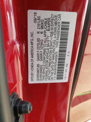 19UUB1F67KA005675 - 2019 ACURA TLX TECHNOLOGY RED photo 13