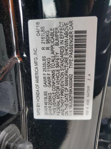 19UUB2F69KA000452 - 2019 ACURA TLX TECHNOLOGY 黑色 照片 12
