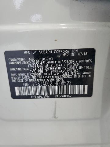 JF2SJAGC2JH608523 - 2018 SUBARU FORESTER 2.5I PREMIUM Սպիտակ լուսանկար 12