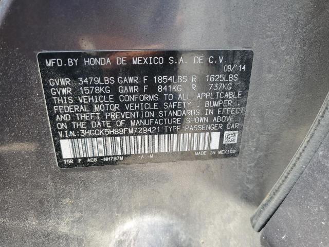 3HGGK5H88FM729421 - 2015 HONDA FIT EX GRAY photo 12