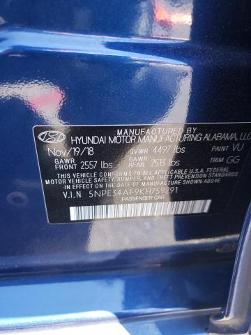 5NPE34AF9KH759291 - 2019 HYUNDAI SONATA LIMITED BLUE photo 12