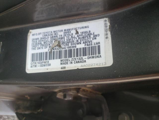 2T1KR32EX4C180396 - 2004 TOYOTA COROLLA MA XR GRAY photo 12