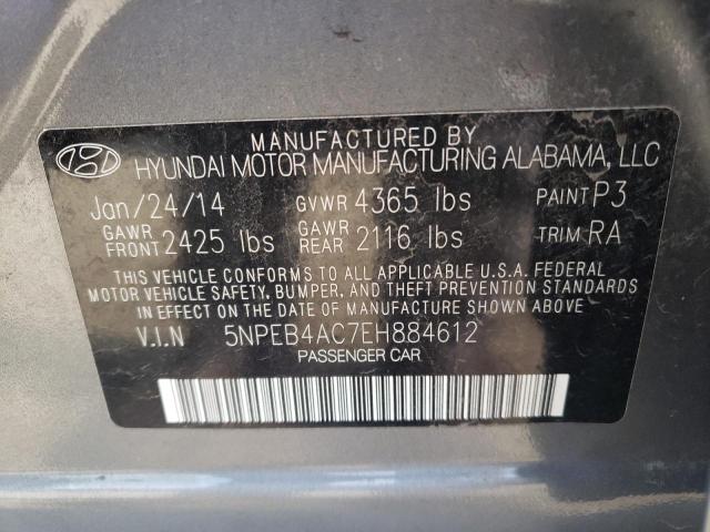 5NPEB4AC7EH884612 - 2014 HYUNDAI SONATA GLS CHARCOAL photo 12