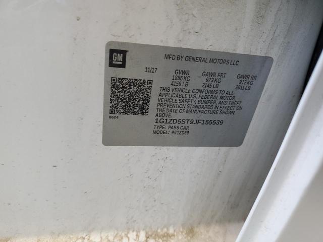 1G1ZD5ST9JF155539 - 2018 CHEVROLET MALIBU LT أبيض صورة 12