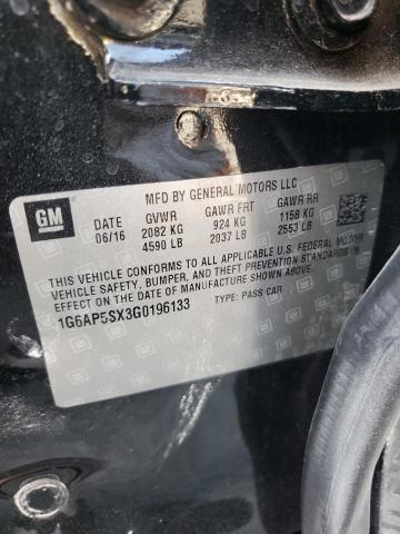 1G6AP5SX3G0196133 - 2016 CADILLAC CTS BLACK photo 12