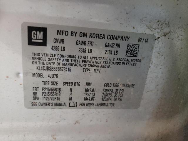 KL4CJBSB5EB678415 - 2014 BUICK ENCORE CONVENIENCE Gümüş foto 12