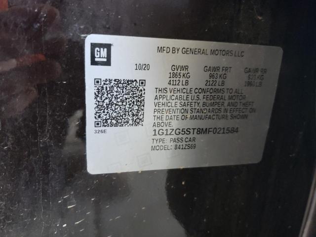 1G1ZG5ST8MF021584 - 2021 CHEVROLET MALIBU RS 黑色 照片 13