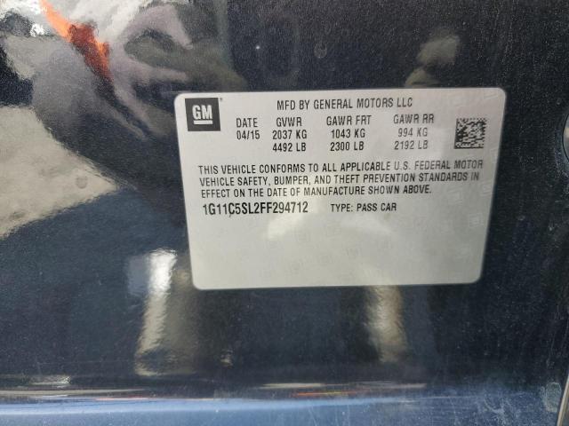 1G11C5SL2FF294712 - 2015 CHEVROLET MALIBU 1LT 黑色 照片 12