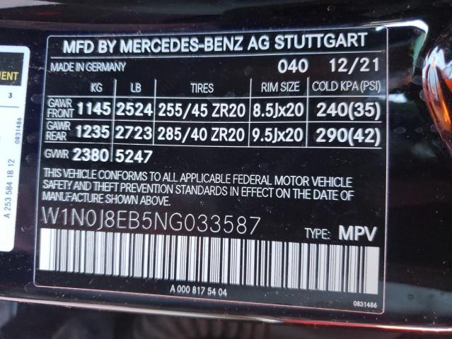 W1N0J8EB5NG033587 - 2022 MERCEDES-BENZ GLC COUPE 300 4MATIC BLACK photo 10