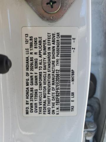 19XFB2F97EE205612 - 2014 HONDA CIVIC EXL WHITE photo 12