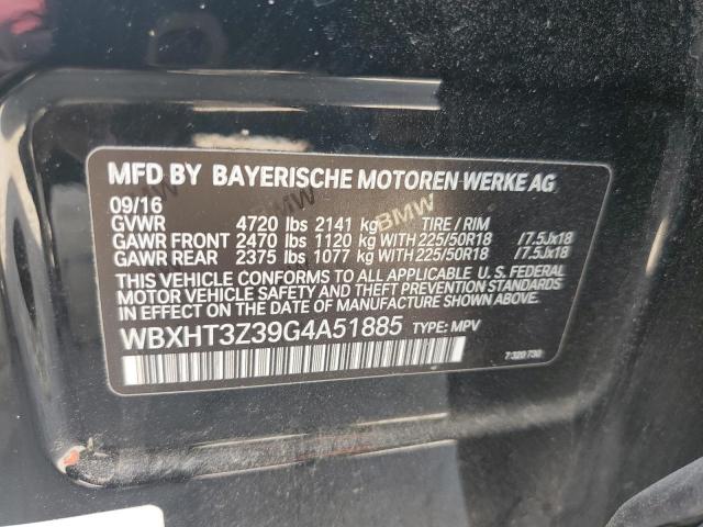 WBXHT3Z39G4A51885 - 2016 BMW X1 XDRIVE28I BLACK photo 13