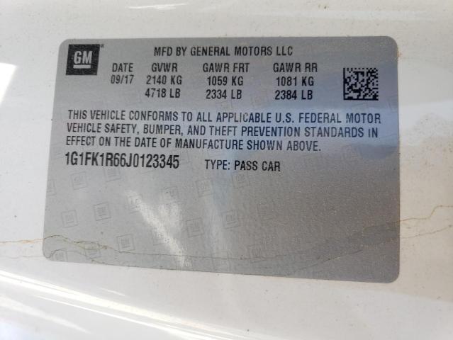 1G1FK1R66J0123345 - 2018 CHEVROLET CAMARO ZL1 白色 照片 12