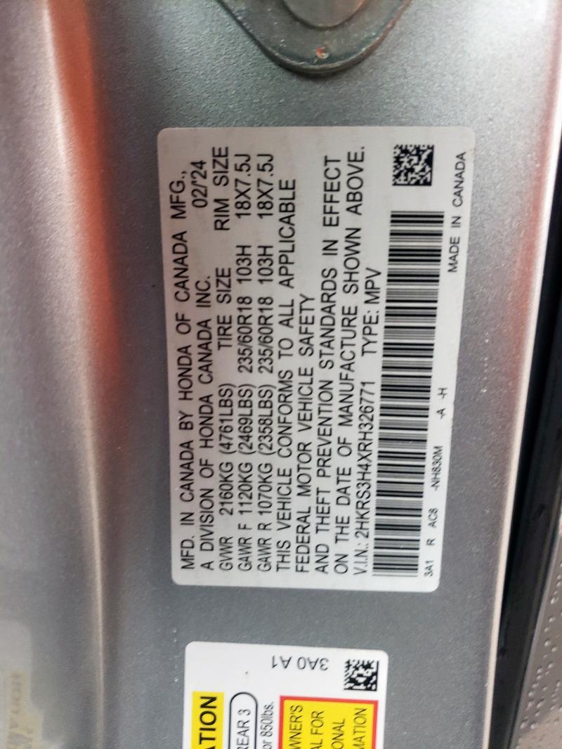 2HKRS3H4XRH326771 - 2024 HONDA CR-V EX SILVER photo 13