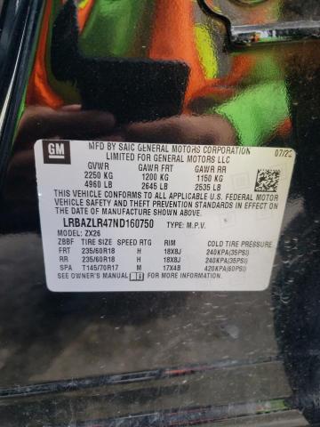 LRBAZLR47ND160750 - 2022 BUICK ENVISION PREFERRED BLACK photo 13