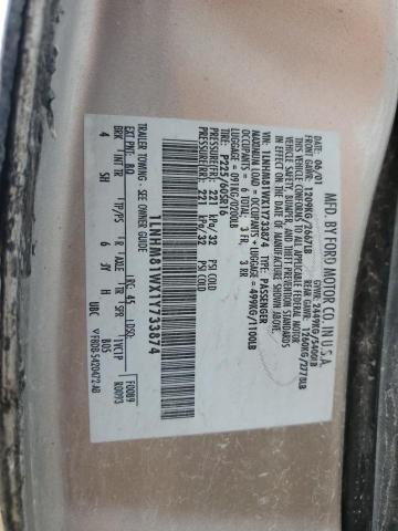 1LNHM81WX1Y733874 - 2001 LINCOLN TOWN CAR EXECUTIVE BEIGE photo 12