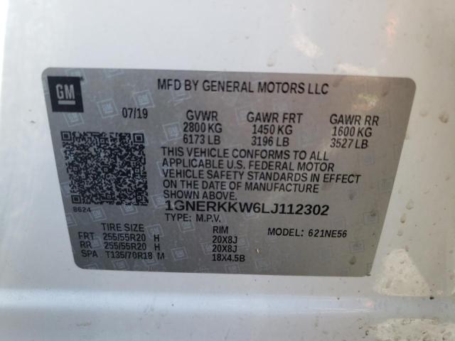 1GNERKKW6LJ112302 - 2020 CHEVROLET TRAVERSE PREMIER WHITE photo 10