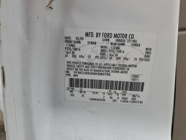 1FMCU59309KB80766 - 2009 FORD ESCAPE HYBRID WHITE photo 13