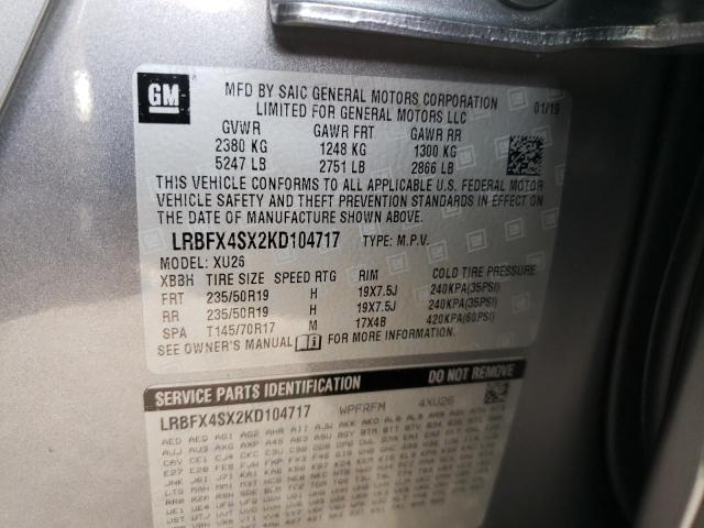 LRBFX4SX2KD104717 - 2019 BUICK ENVISION PREMIUM II GRAY photo 13