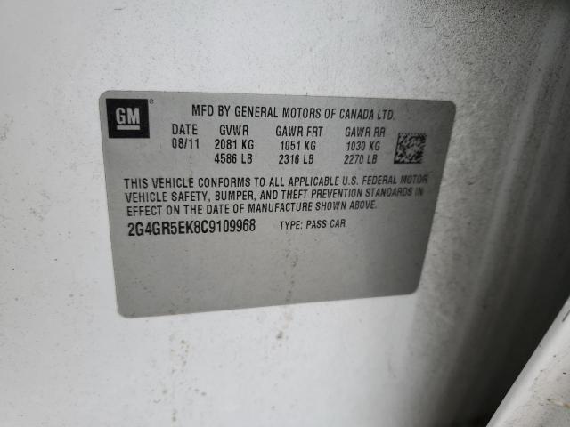 2G4GR5EK8C9109968 - 2012 BUICK REGAL 白色 照片 12