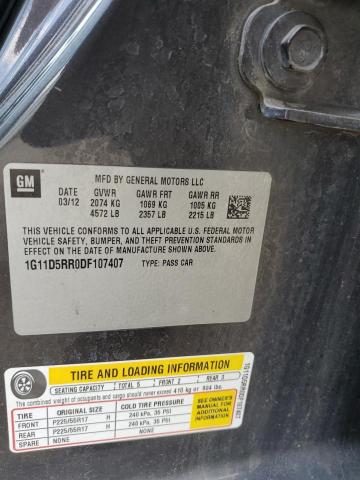 1G11D5RR0DF107407 - 2013 CHEVROLET MALIBU 1LT GRAY photo 12