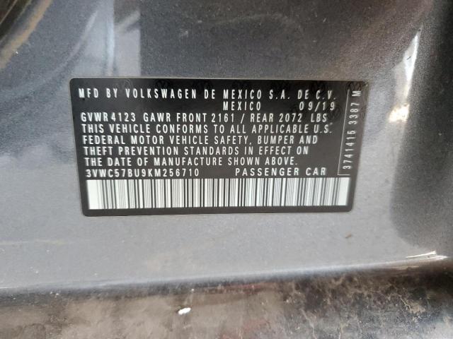 3VWC57BU9KM256710 - 2019 VOLKSWAGEN JETTA S 石墨色 照片 12