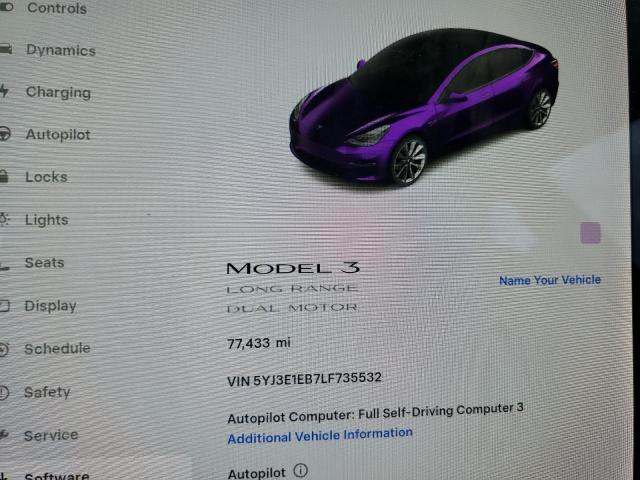 5YJ3E1EB7LF735532 - 2020 TESLA MODEL 3 Մոխրագույն լուսանկար 9