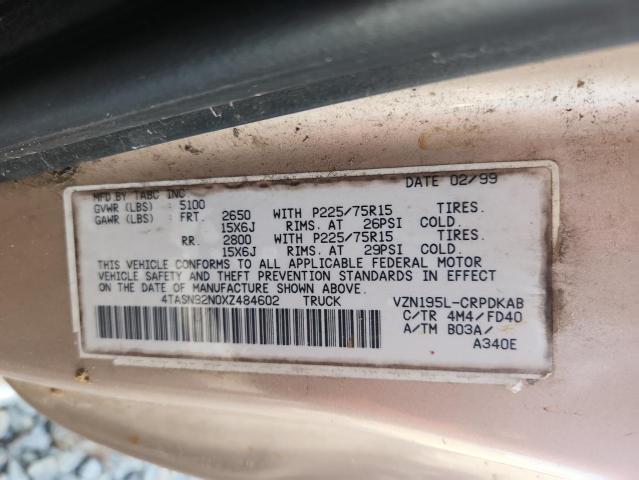 4TASN92N0XZ484602 - 1999 TOYOTA TACOMA XTRACAB PRERUNNER თაფლისფერი ფოტო 12