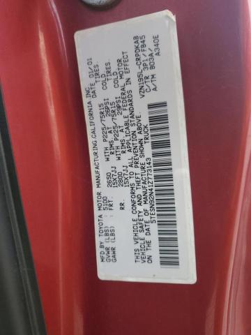 5TESN92N41Z773143 - 2001 TOYOTA TACOMA XTRACAB PRERUNNER წითელი ფოტო 12