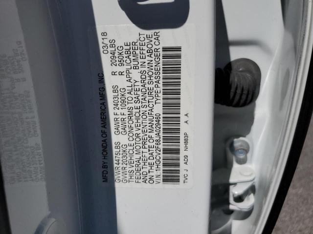 1HGCV2F68JA029460 - 2018 HONDA ACCORD EXL WHITE photo 12