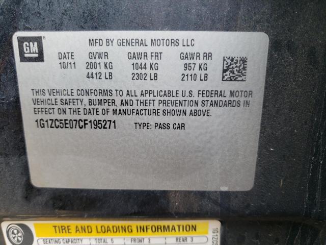 1G1ZC5E07CF195271 - 2012 CHEVROLET MALIBU 1LT 石墨色 照片 13