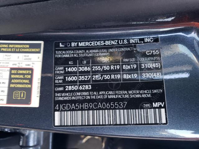 4JGDA5HB9CA065537 - 2012 MERCEDES-BENZ ML 350 4MATIC CHARCOAL photo 13