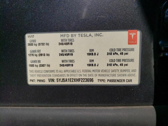 5YJSA1E2XHF223696 - 2017 TESLA MODEL S رمادي صورة 13